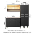 Cocina Integral Emilly Winter 1.70 Metros Marrón/Negro 08