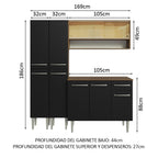 Cocina Integral Emilly 169 cm 13 Marrón/Negro Madesa