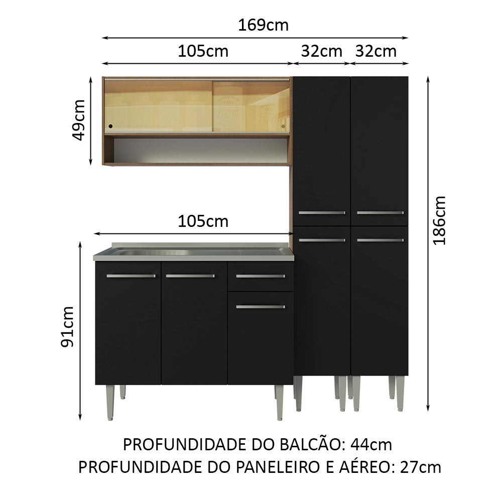 Cocina Integral Emilly 1.70 m con Mesón de Acero 14