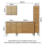 Cocina Integral Emilly Sing 2.00 Metros Marrón
