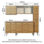 Cocina Integral Emilly Fast 2.00 Metros Marrón