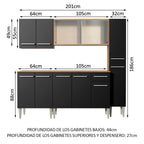 Cocina Integral Emilly 201 cm Fast Marrón/Negro Madesa