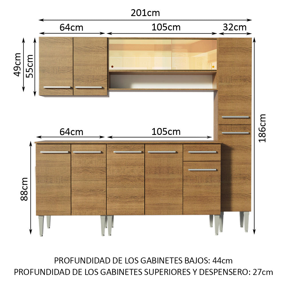 Cocina Integral Emilly Sky 2.00 Metros Marrón