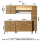 Cocina Integral Emilly Sky 2.00 Metros Marrón