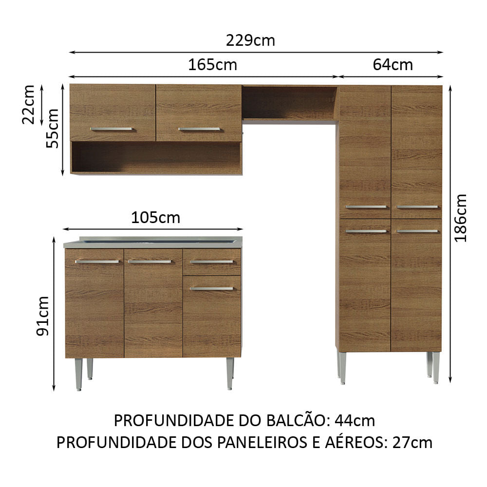 Cocina Integral Emilly 2.30 m con Mesón de Acero 10