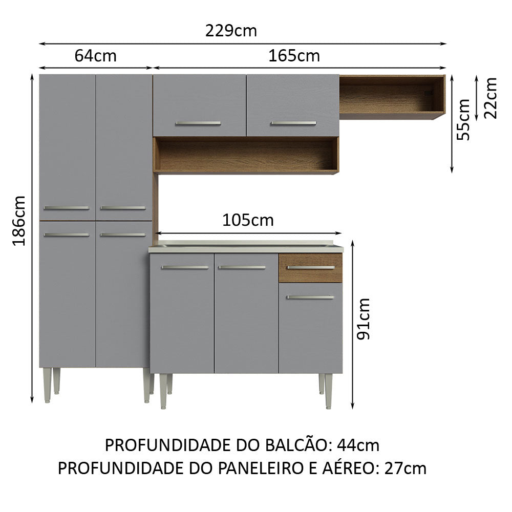 Cocina Integral Emilly 2.30 m con Mesón de Acero 12