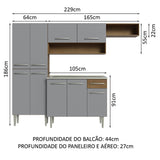 Cocina Integral Emilly 2.30 m con Mesón de Acero 12