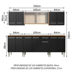Cocina Integral Emilly Wind 2.30 Metros Marrón/Negro