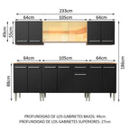 Cocina Integral Emilly 233 cm Fire Marrón/Negro Madesa