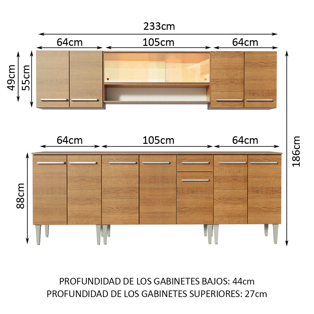Cocina Integral Emilly Smile 2.30 Metros Marrón