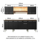 Cocina Integral Emilly Smile 2.30 Metros Marrón/Negro
