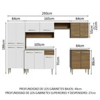Cocina Integral Emilly 2.90 m con Mesón de Acero Marrón/Blanco 08
