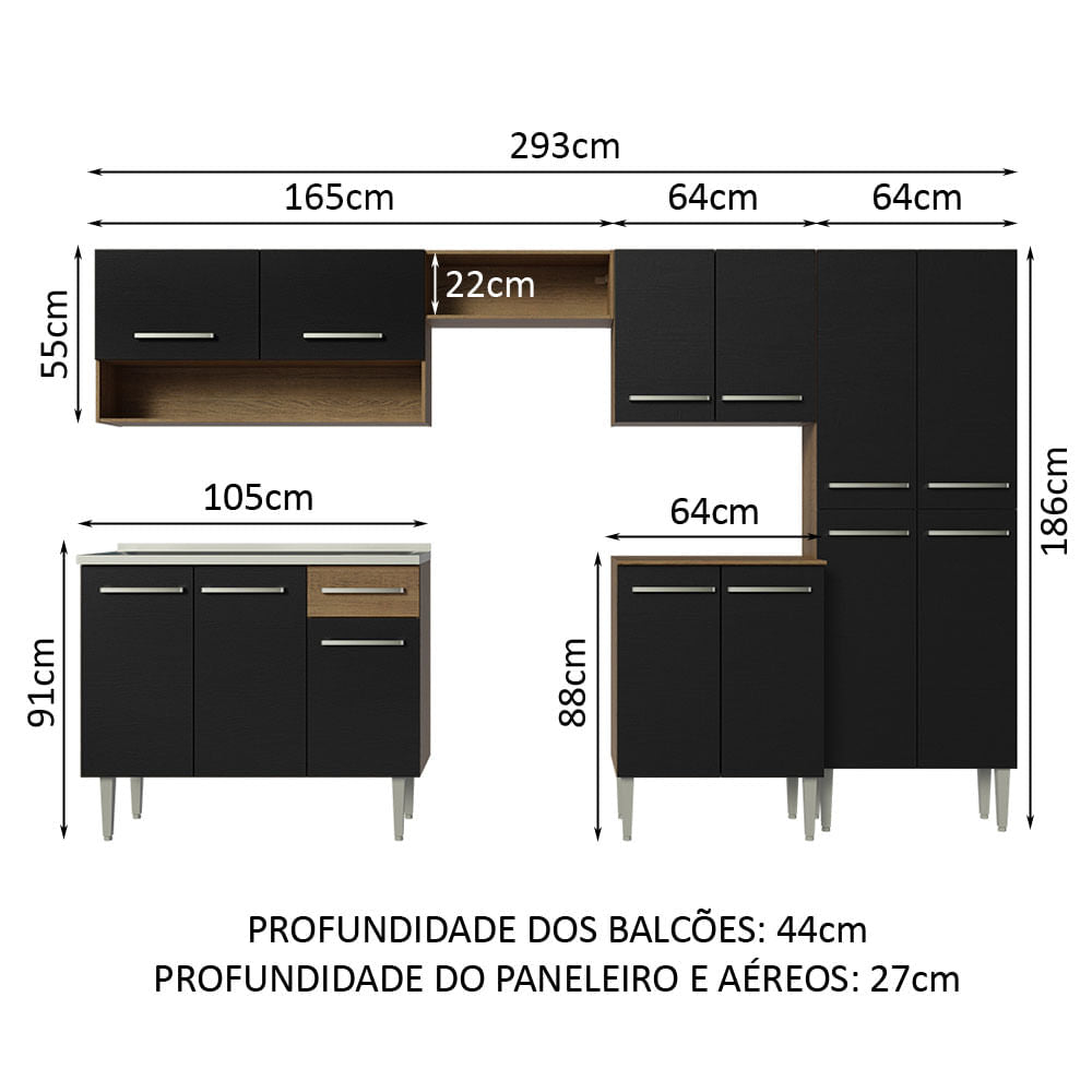 Cocina Integral Emilly 2.90 m con Mesón de Acero 09