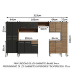 Cocina Integral Emilly 325 cm Joy Marrón/Negro Madesa