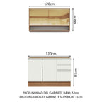 Cocina Integral Glamy 1.20 Metros Marrón/Blanco 02
