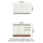 Cocina Integral Glamy 1.20 Metros Marrón/Blanco 03
