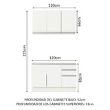 Cocina Integral Glamy 1.20 m con Mesón de Acero 01