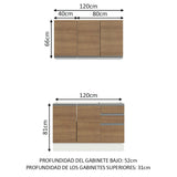 Cocina Integral Glamy 1.20 m con Mesón de Acero 01