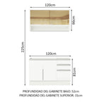 Cocina Integral Glamy 1.20 m con Mesón de Acero Blanco 02