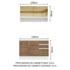 Cocina Integral Glamy 1.20 m con Mesón de Acero Blanco/Marrón 02