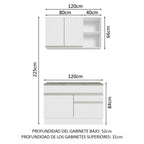 Cocina Integral Glamy 1.20 m con Encimera de MDP Blanco 08
