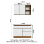 Cocina Integral Glamy 1.20 m con Encimera de MDP Marrón/Blanco 08