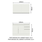 Cocina Integral Glamy 1.20 m con Mesón de Acero Blanco 03