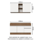 Cocina Integral Glamy 1.50 Metros Marrón/Blanco 02
