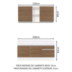 Cocina Integral Glamy 150 cm 02 Blanco/Marrón Madesa