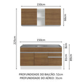 Cocina Integral Glamy 1.50 m con Mesón de Acero 03