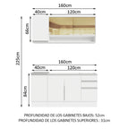 Cocina Integral Glamy 1.60 m con Mesón de Acero Blanco 02