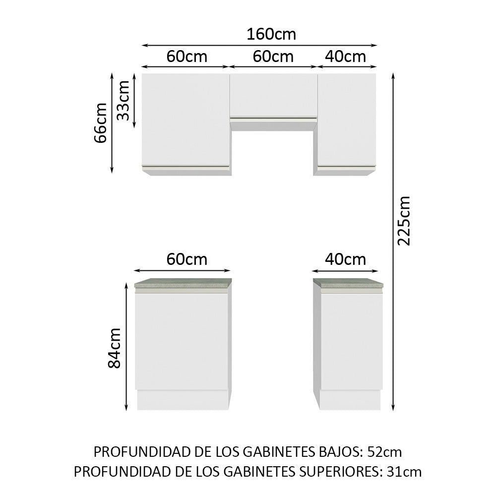 Cocina Integral Glamy 1.60 Metros Blanco 07