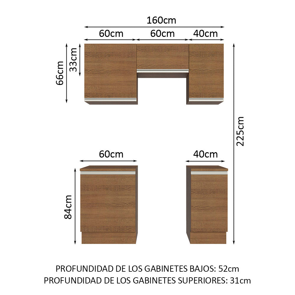Cocina Integral Glamy 1.60 Metros Marrón 07