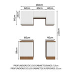 Cocina Integral Glamy 1.60 Metros Marrón/Blanco 07