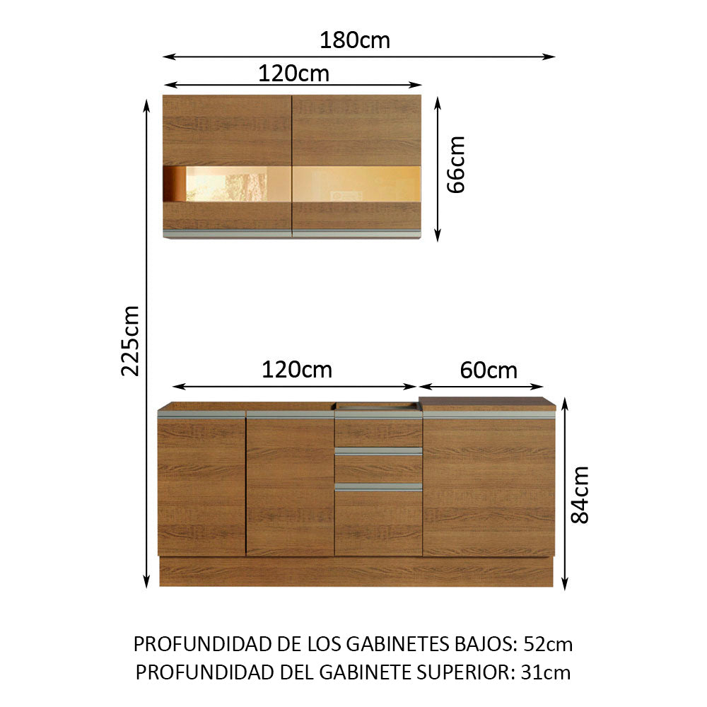 Cocina Integral Milán 1.80 Metros Marrón