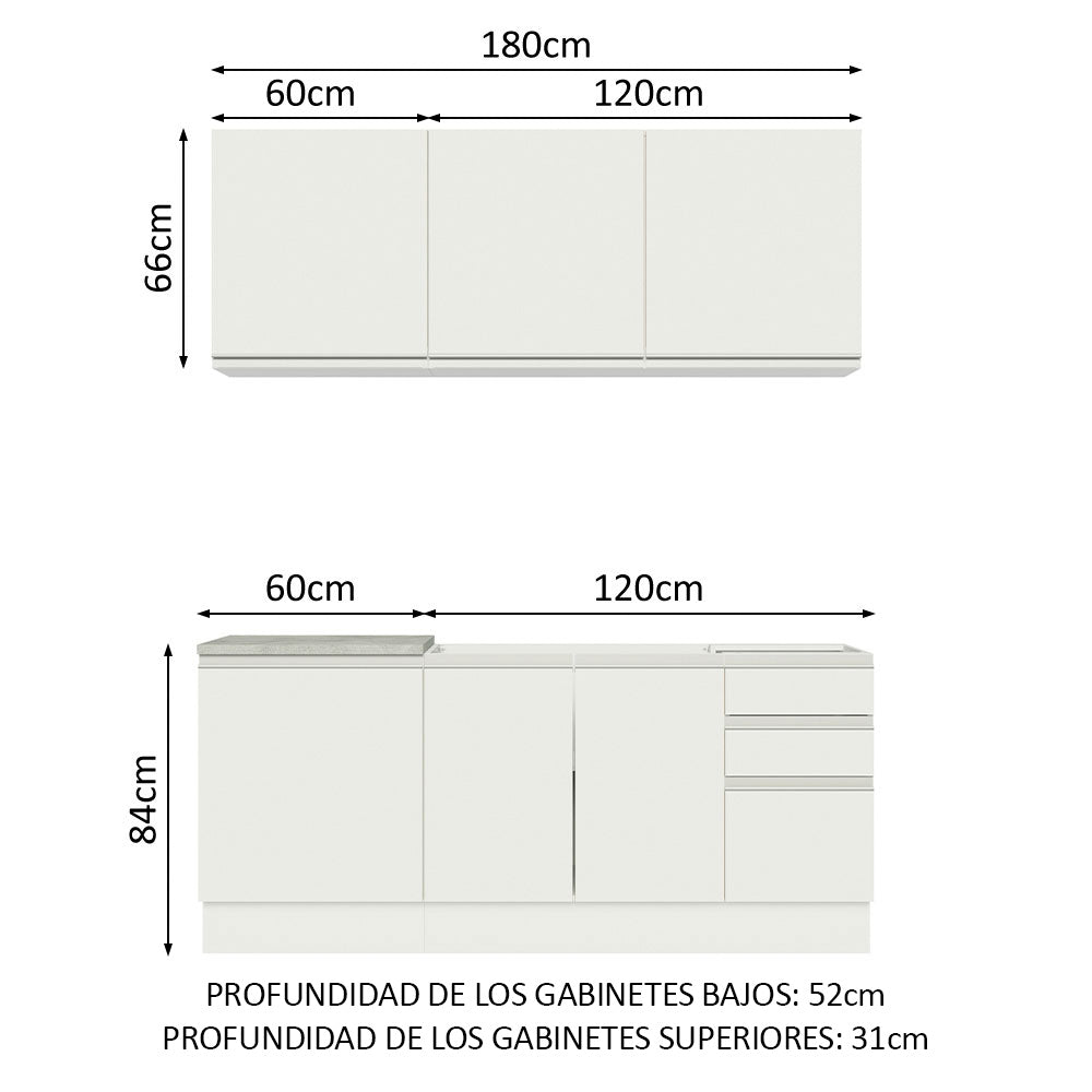 Cocina Integral Glamy 1.80 Metros Blanco 05