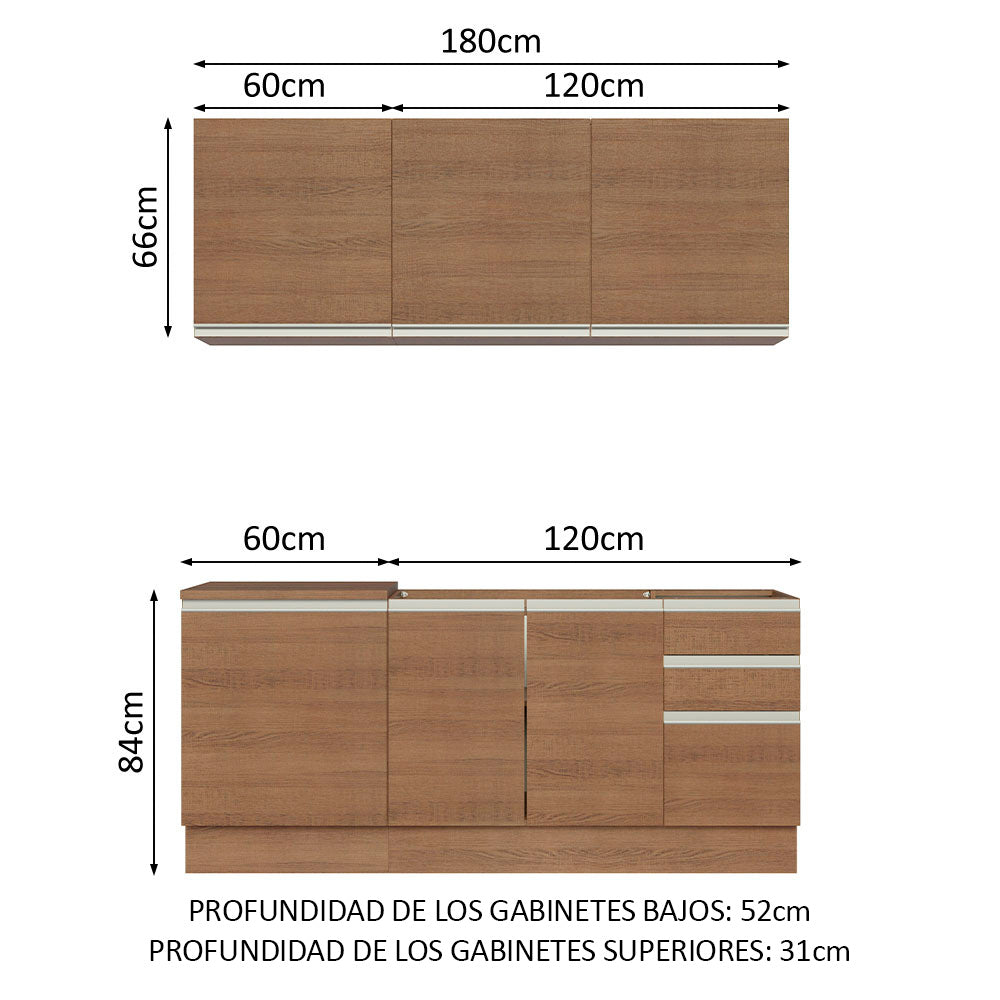Cocina Integral Glamy 1.80 Metros Marrón 05
