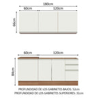 Cocina Integral Glamy 1.80 Metros Marrón/Blanco 05