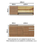 Cocina Integral Glamy 1.80 Metros Marrón 06