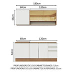 Cocina Integral Glamy 1.80 Metros Marrón/Blanco 06