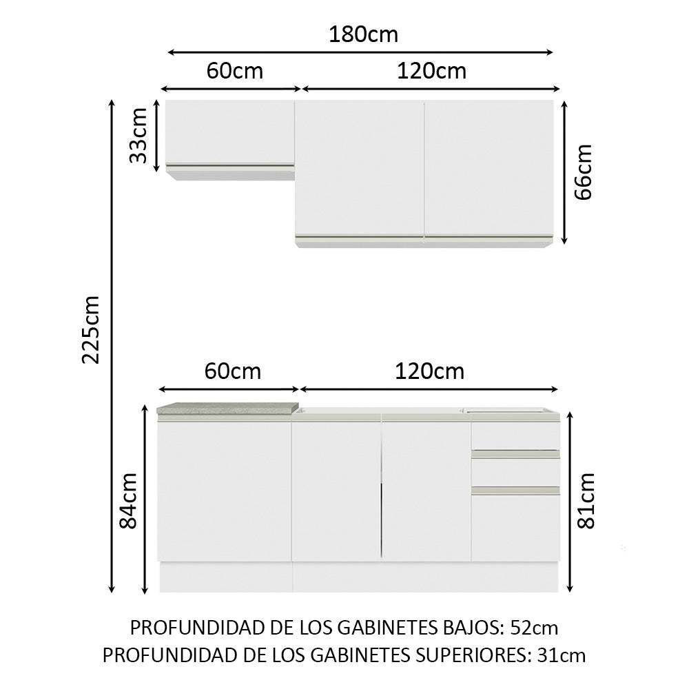 Cocina Integral Glamy 1.80 Metros Blanco 07