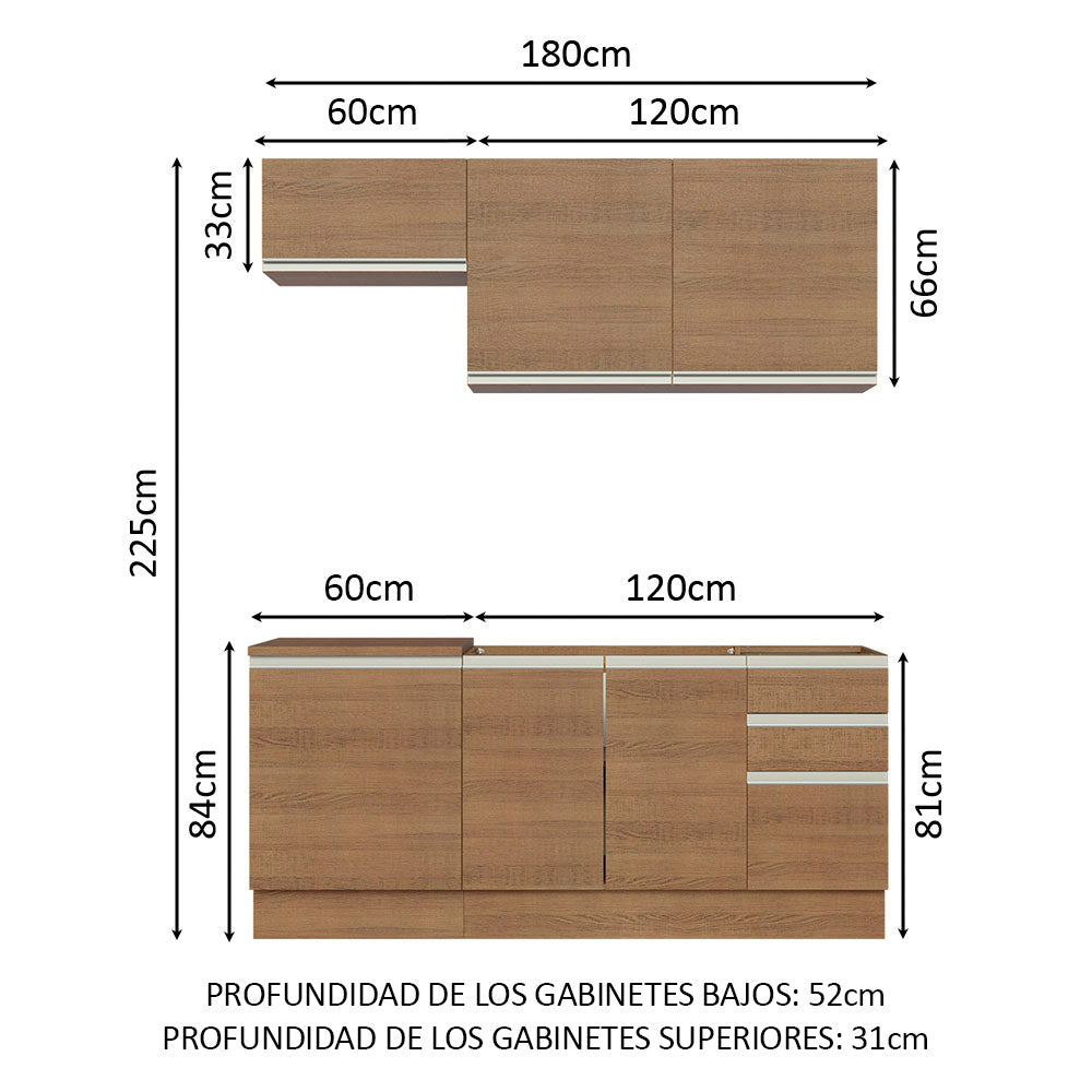 Cocina Integral Glamy 1.80 Metros Marrón 07