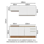 Cocina Integral Glamy 1.80 Metros Marrón/Blanco 07
