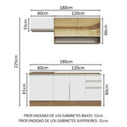 Cocina Integral Glamy 1.80 Metros Marrón/Blanco 08