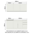 Cocina Integral Glamy 1.80 m con Mesón de Acero Blanco 05
