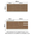 Cocina Integral Glamy 1.80 m con Mesón de Acero Blanco/Marrón 05