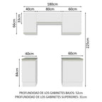 Cocina Integral Glamy 1.80 Metros Blanco 12