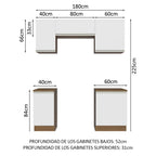 Cocina Integral Glamy 1.80 Metros Marrón/Blanco 12