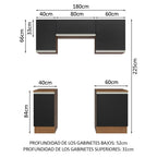 Cocina Integral Glamy 1.80 Metros Marrón/Negro 12