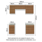 Cocina Integral Glamy 1.80 Metros Blanco/Marrón 12